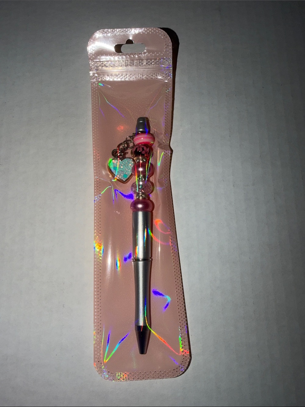Handmade Pink heart charm accent Ballpoint pen